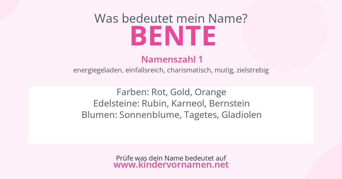 Was bedeutet der Name Bente?