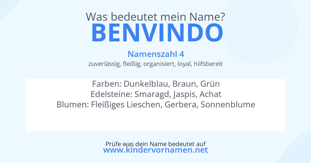 Was bedeutet der Name Benvindo?