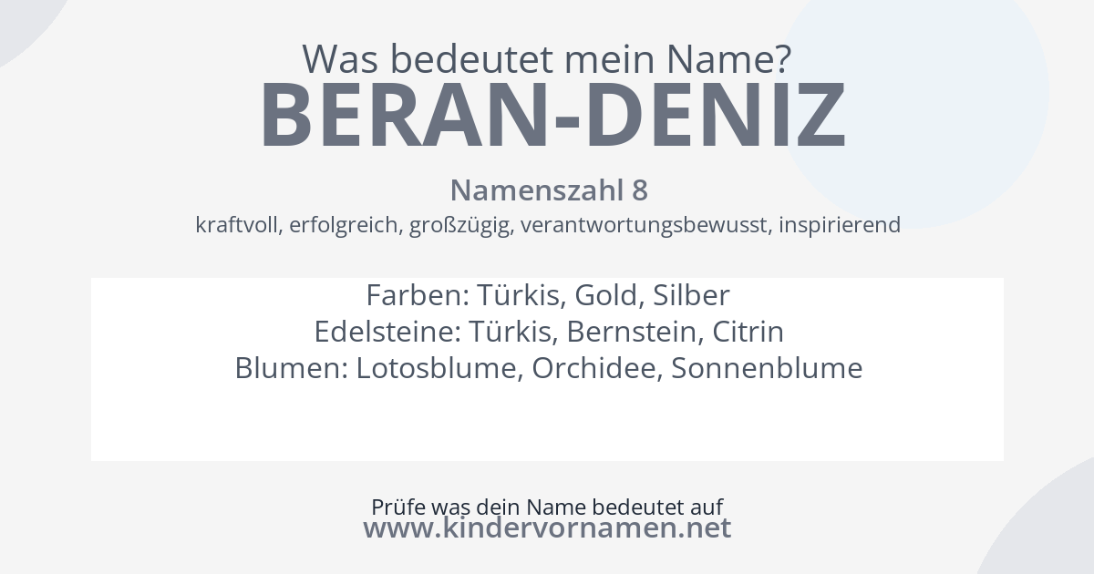 Was bedeutet der Name Beran-Deniz?