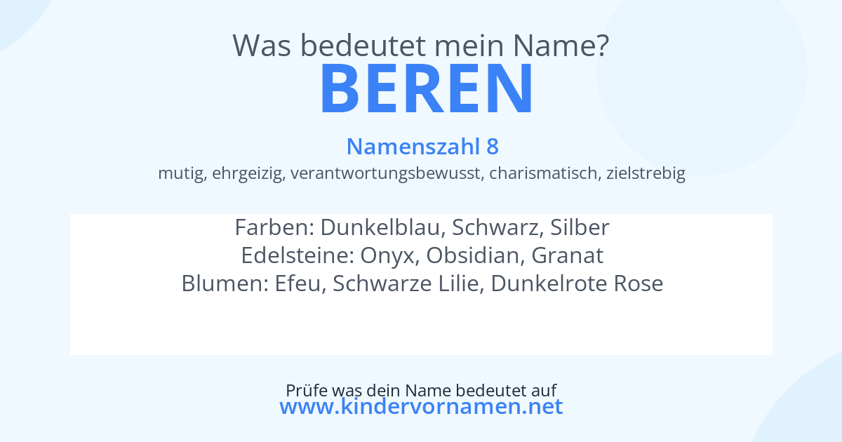 Was bedeutet der Name Beren?