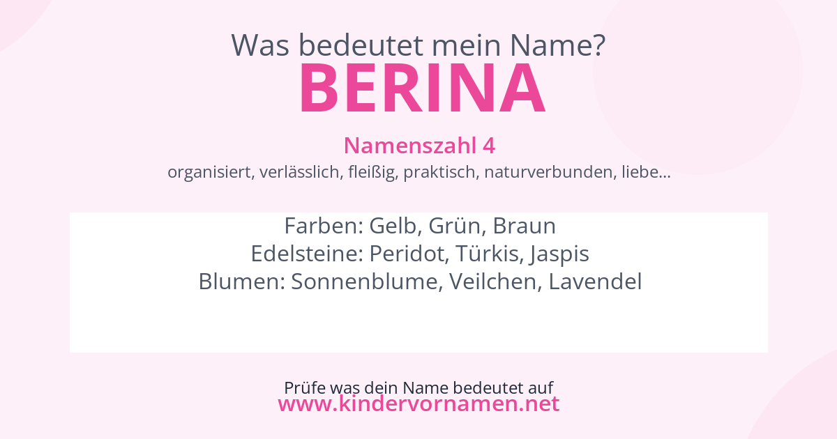 Was bedeutet der Name Berina?