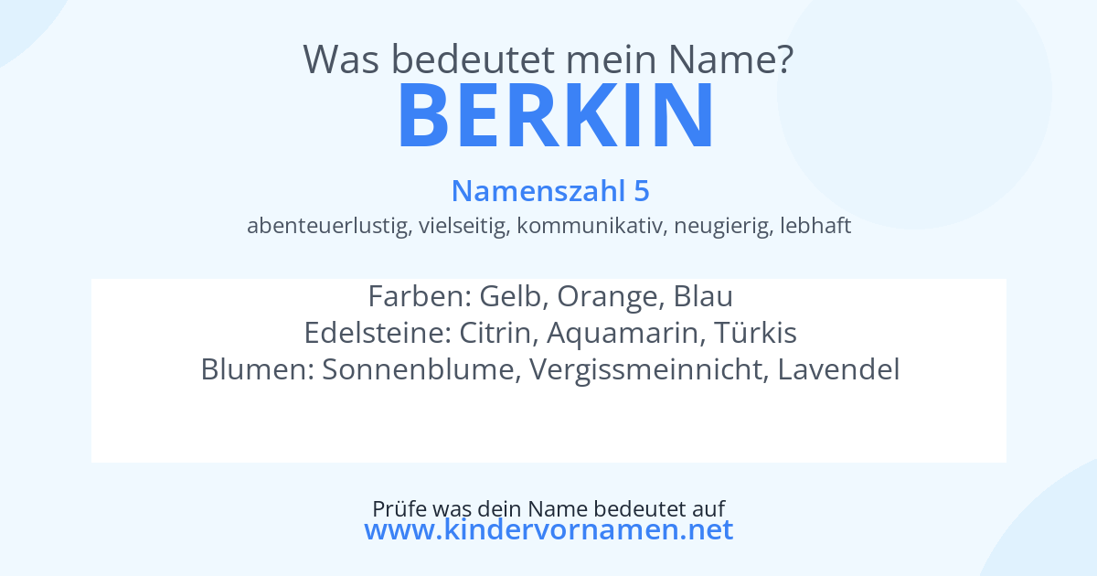 Was bedeutet der Name Berkin?