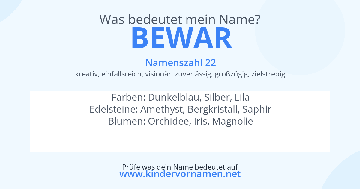 Was bedeutet der Name Bewar?