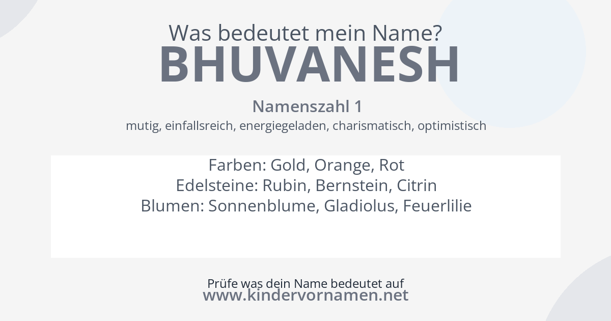 Was bedeutet der Name Bhuvanesh?
