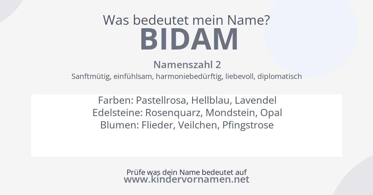 Was bedeutet der Name Bidam?