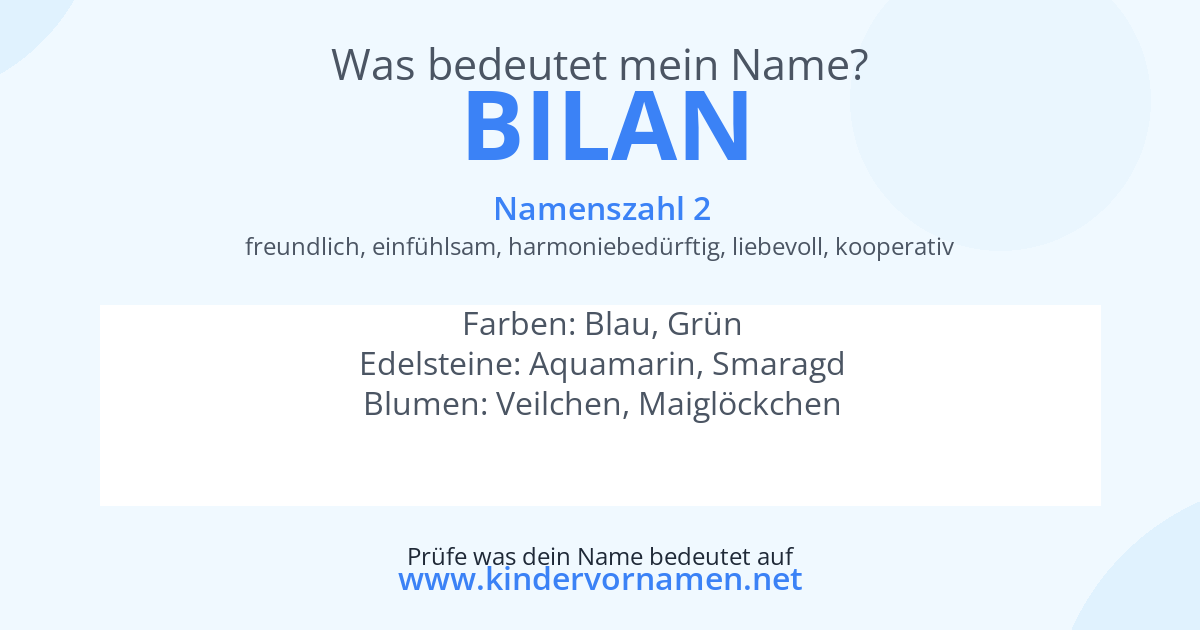 Was bedeutet der Name Bilan?