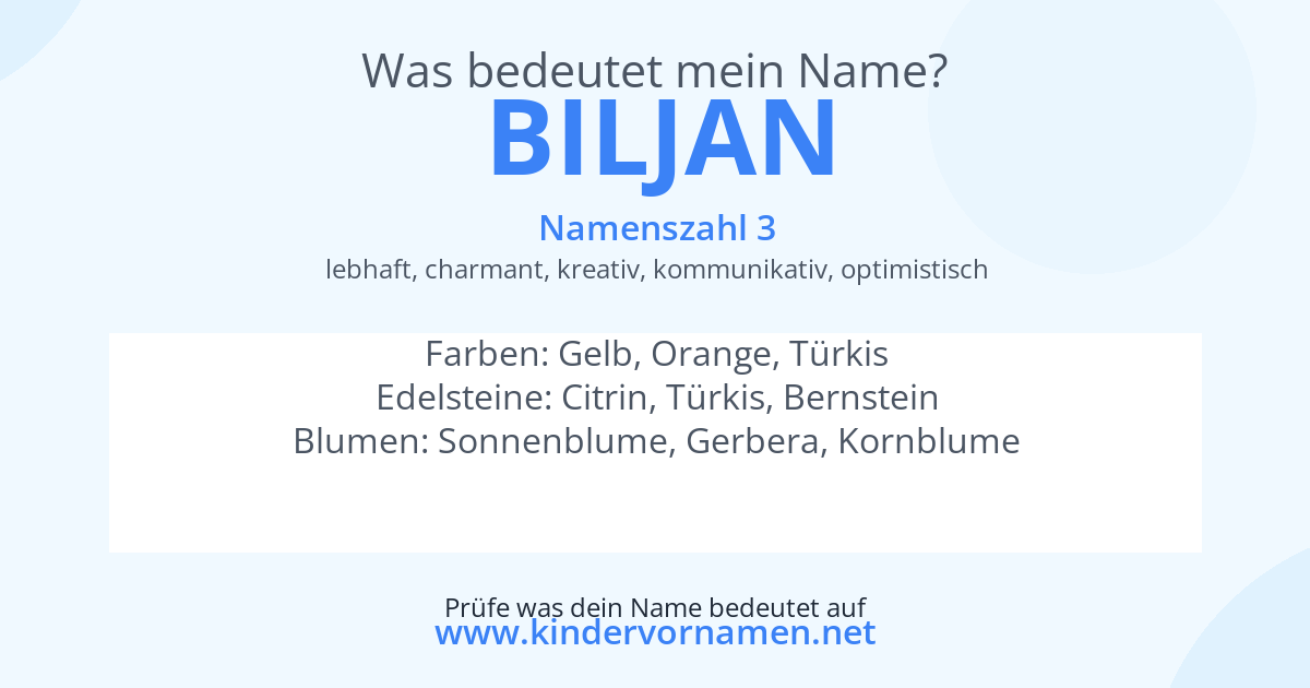 Was bedeutet der Name Biljan?