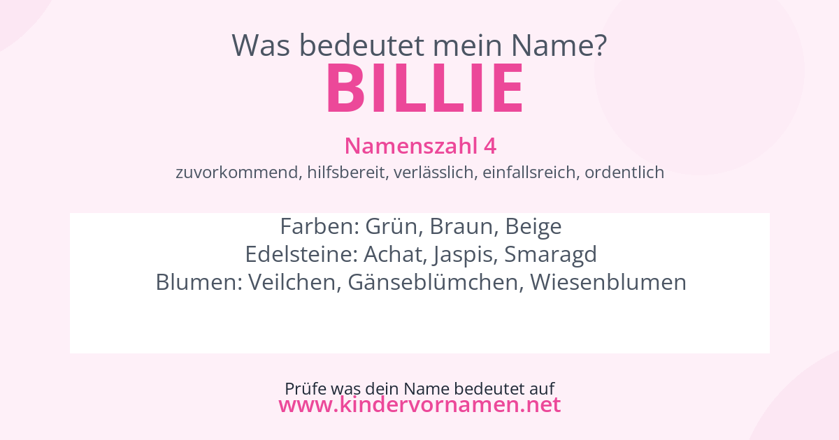 Was bedeutet der Name Billie?