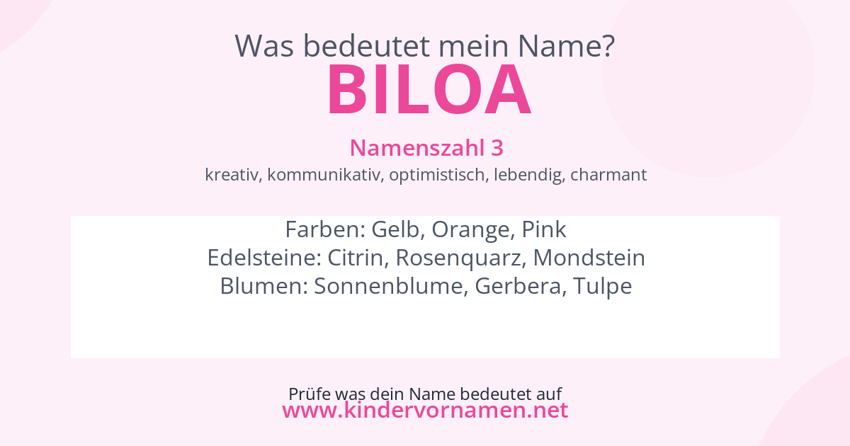 Was bedeutet der Name Biloa?