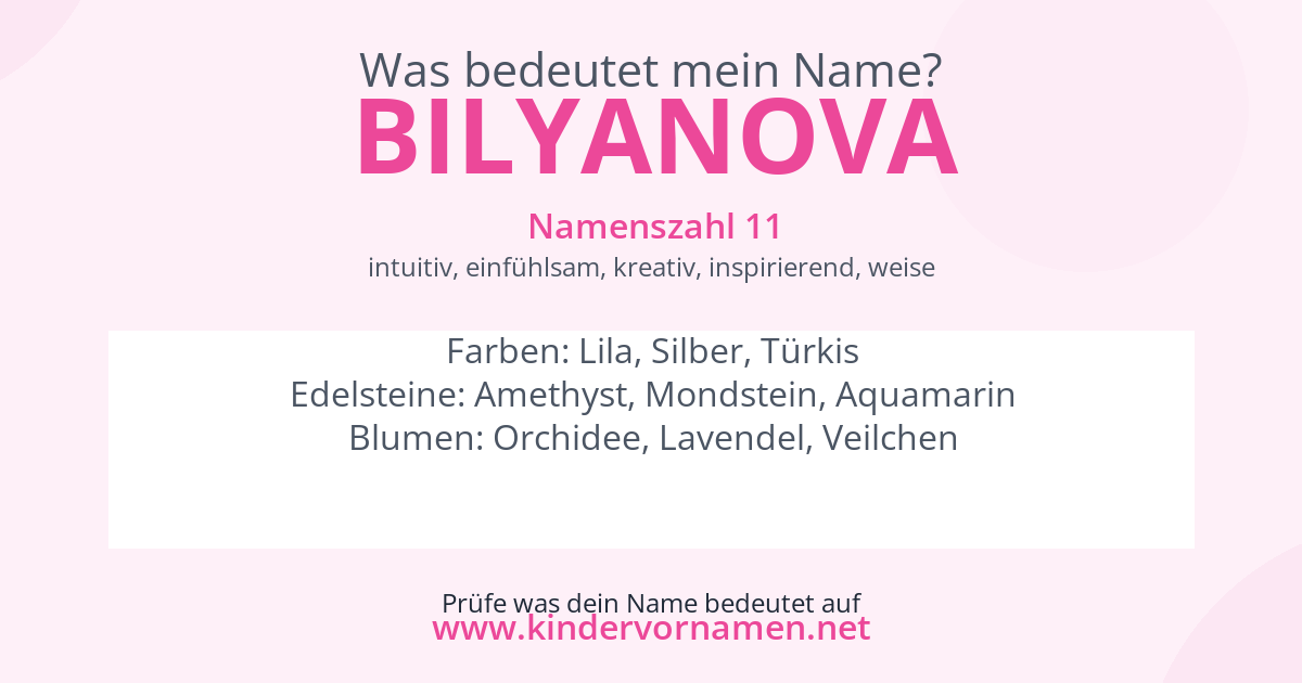 Was bedeutet der Name Bilyanova?