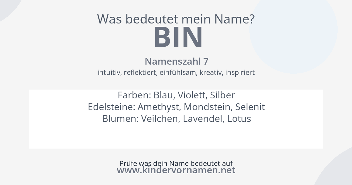 Was bedeutet der Name Bin?