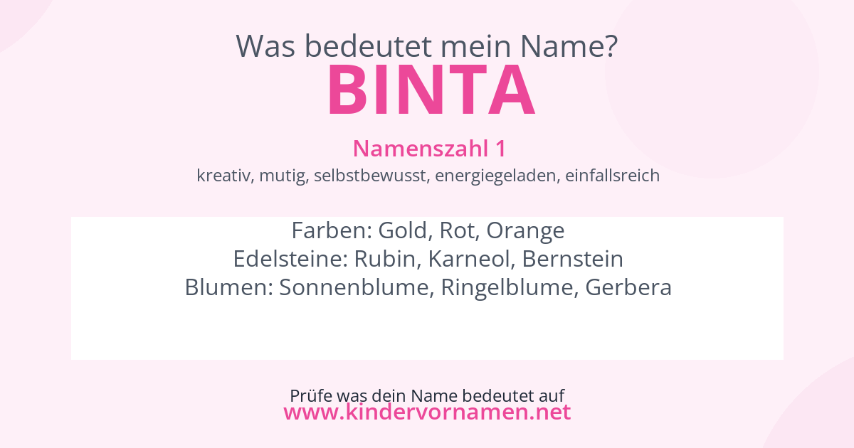 Was bedeutet der Name Binta?