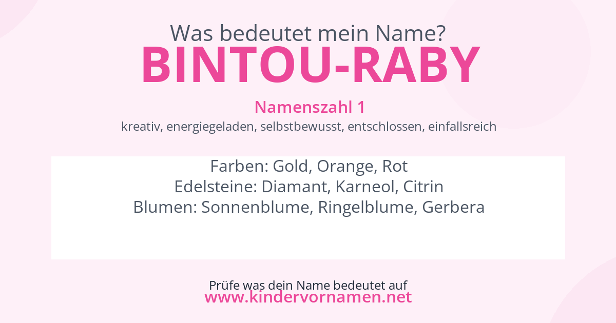 Was bedeutet der Name Bintou-Raby?