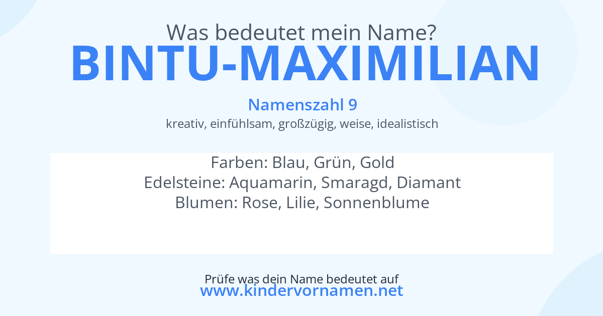Was bedeutet der Name Bintu-Maximilian?