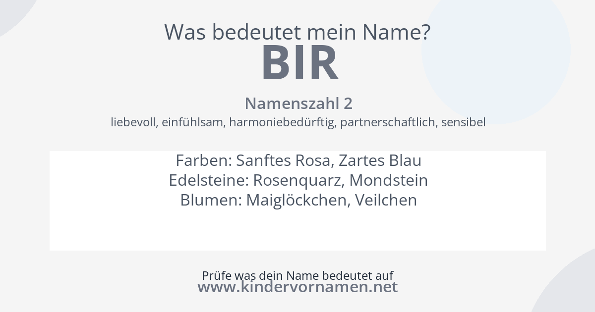 Was bedeutet der Name Bir?