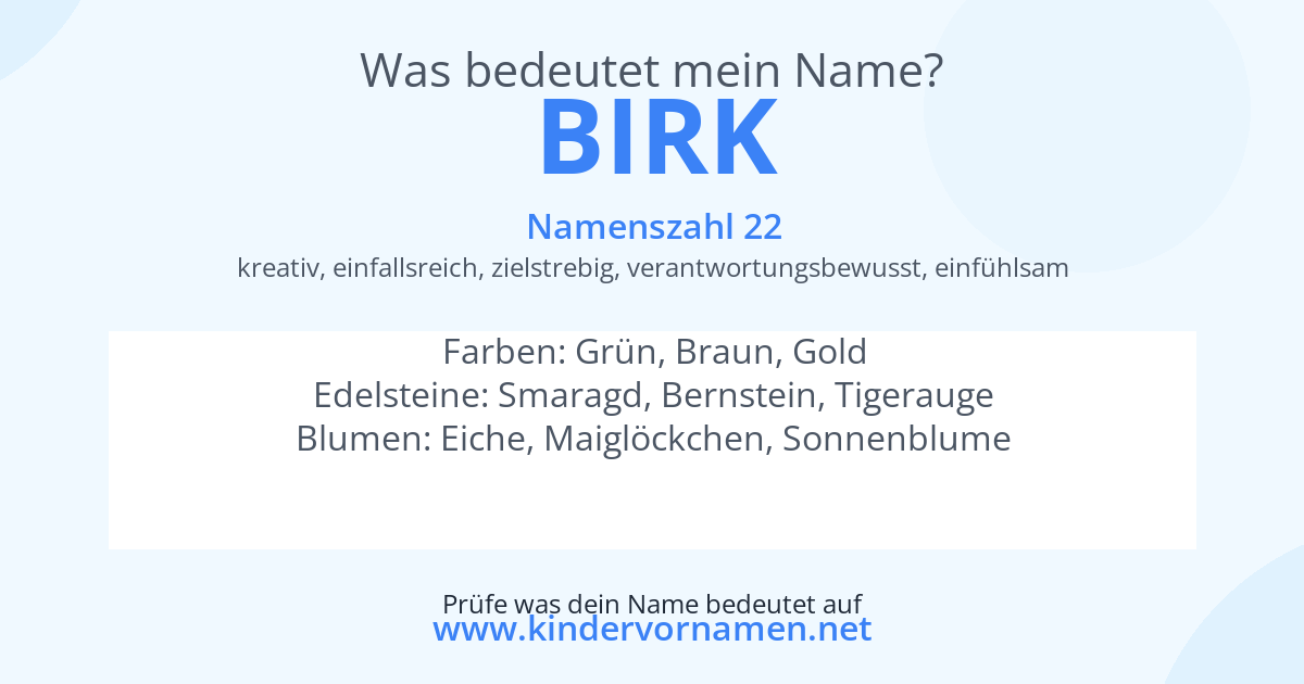 Was bedeutet der Name Birk?