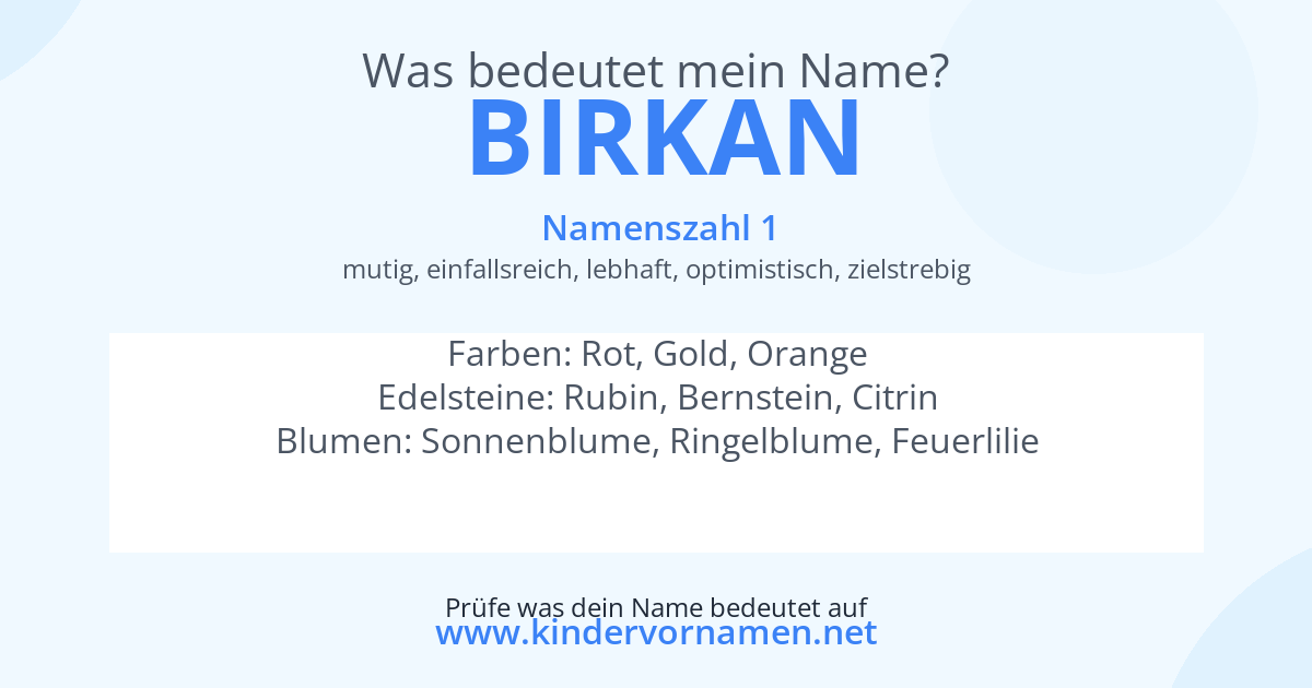 Was bedeutet der Name Birkan?