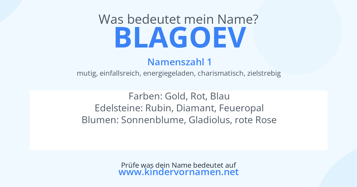 Was bedeutet der Name Blagoev?