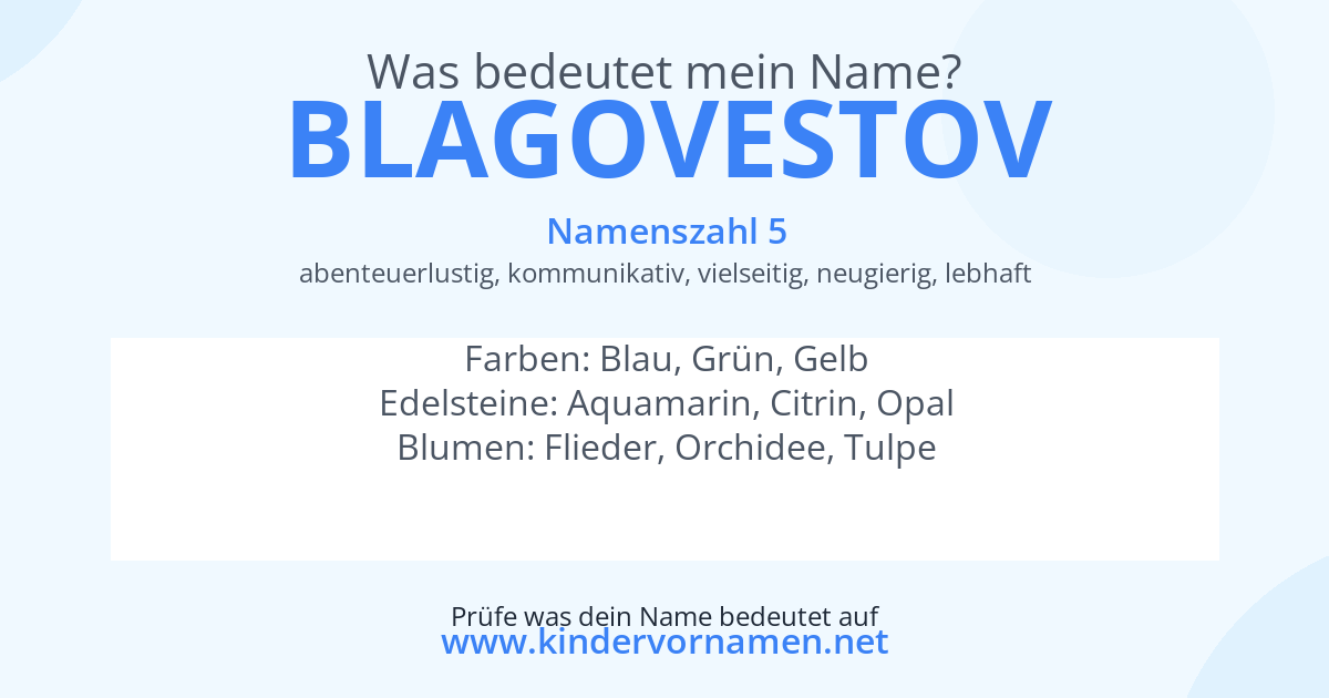 Was bedeutet der Name Blagovestov?