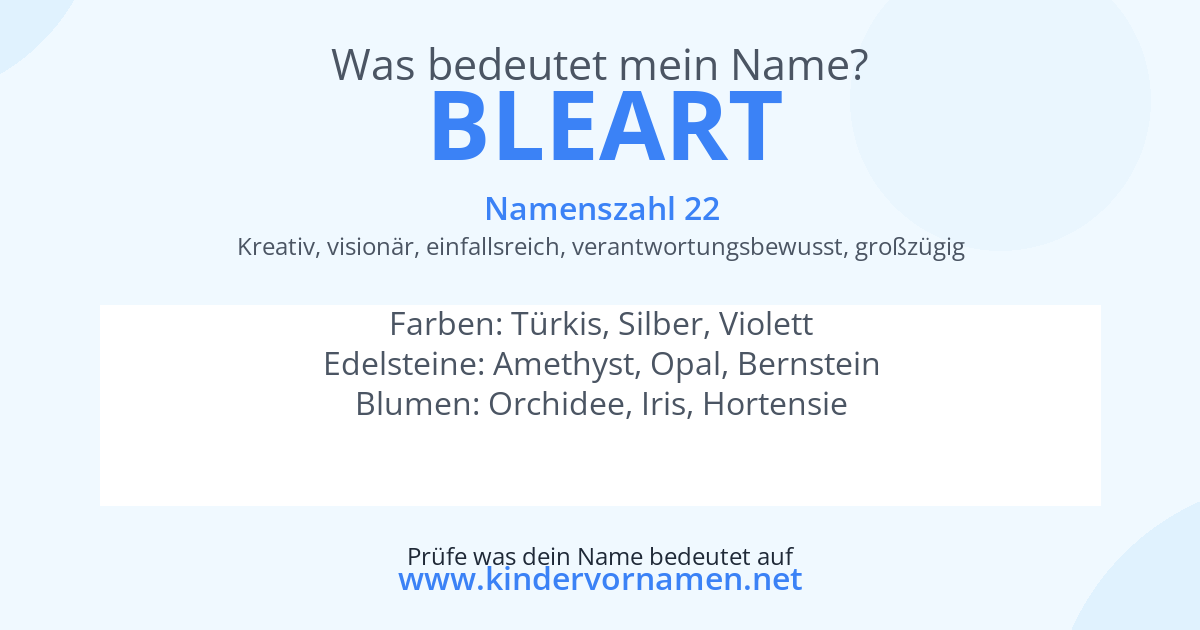 Was bedeutet der Name Bleart?