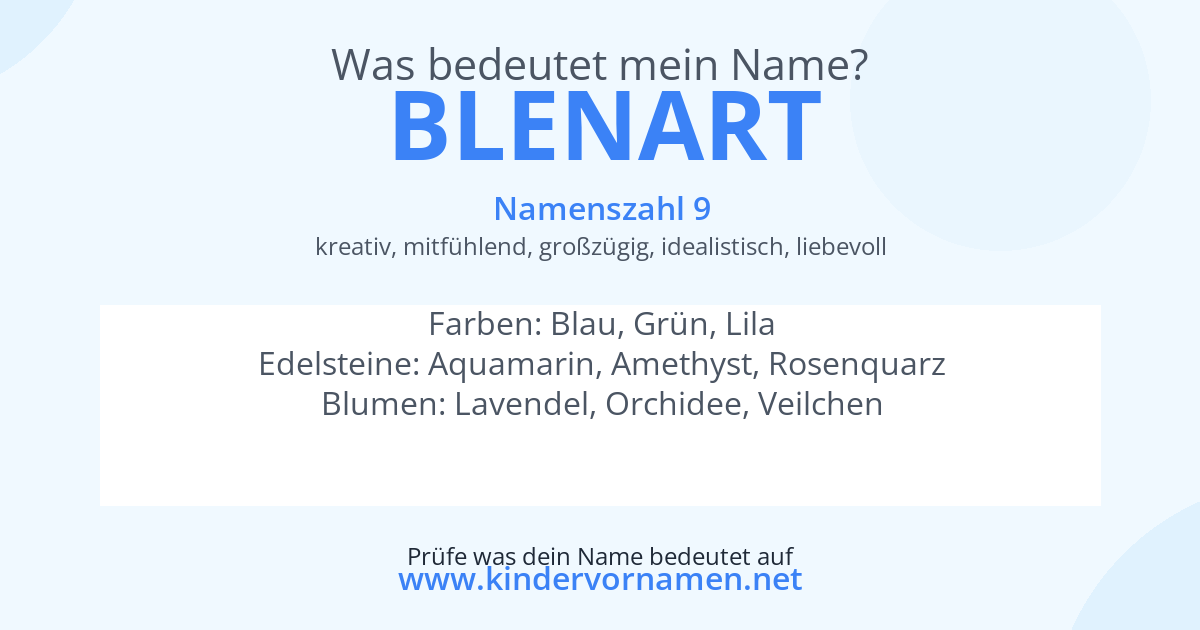 Was bedeutet der Name Blenart?