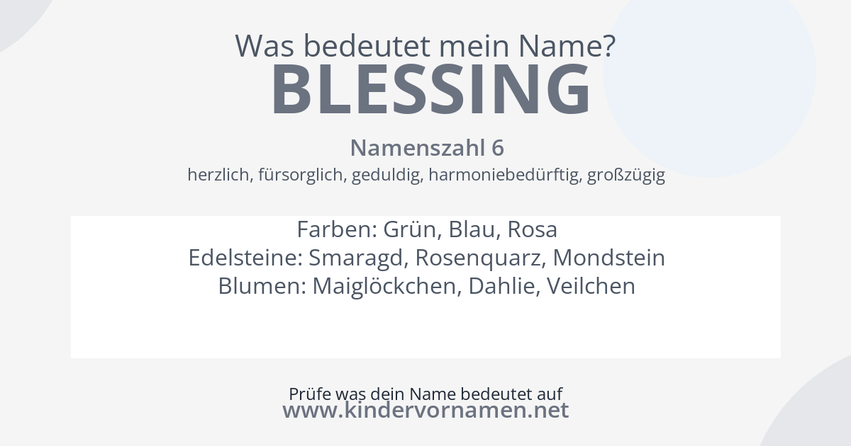 Was bedeutet der Name Blessing?