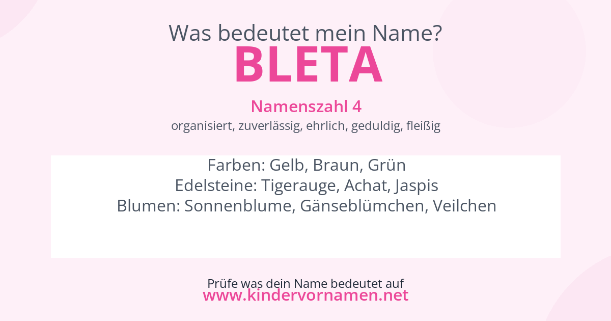 Was bedeutet der Name Bleta?