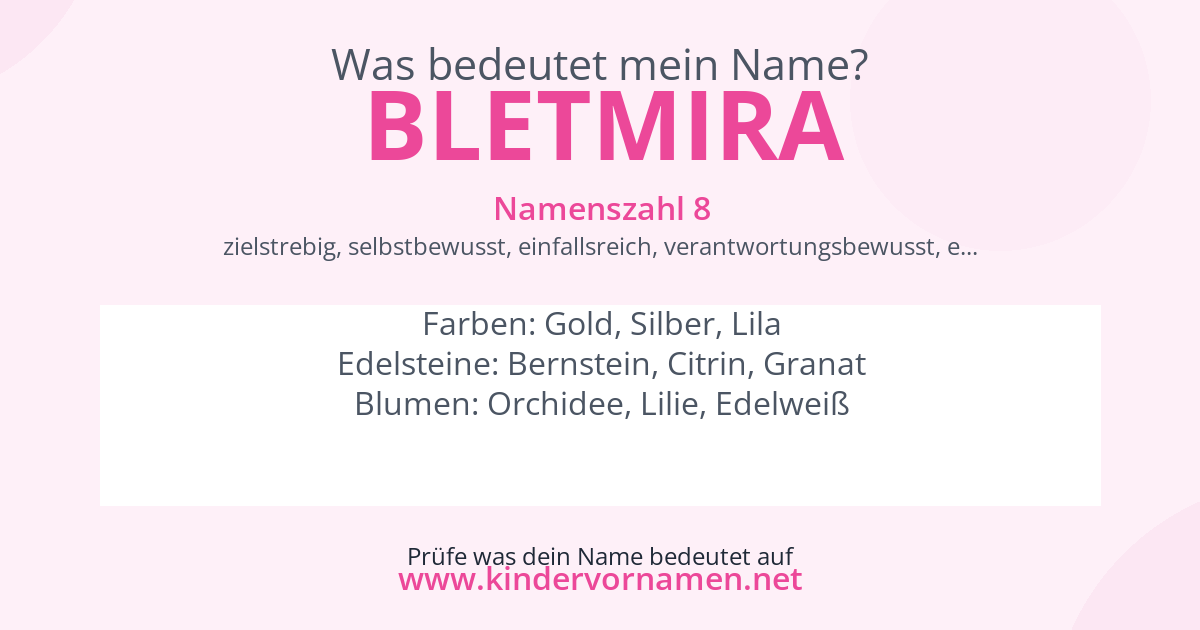 Was bedeutet der Name Bletmira?