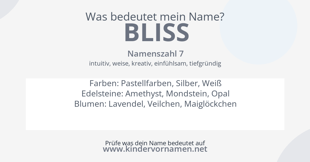 Was bedeutet der Name Bliss?
