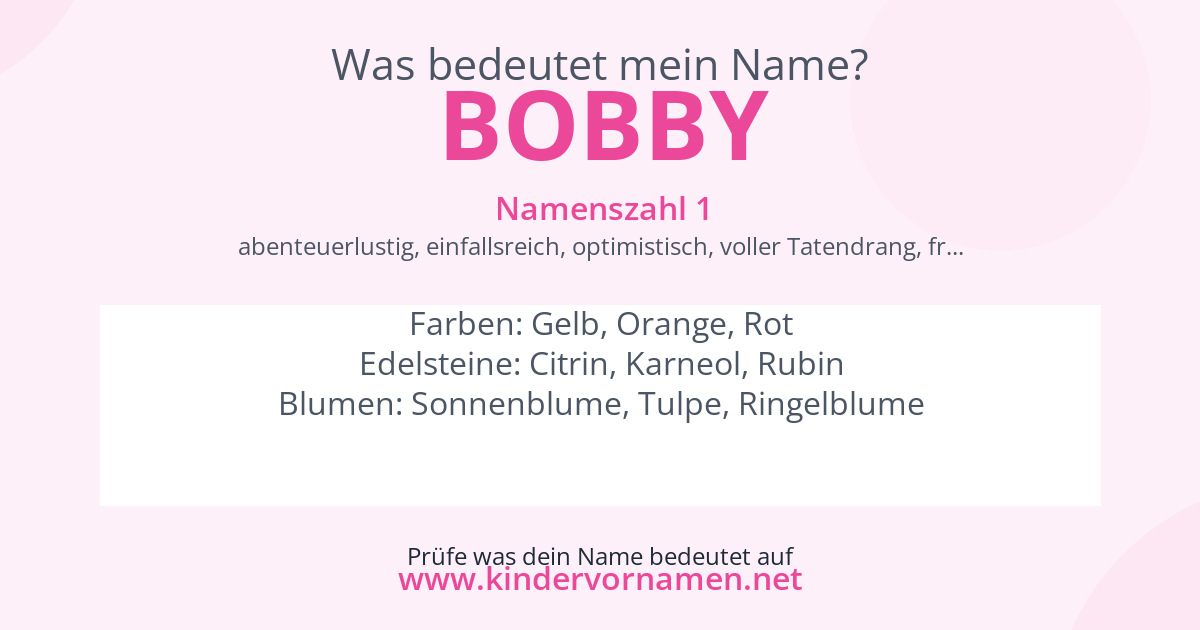 Was bedeutet der Name Bobby?