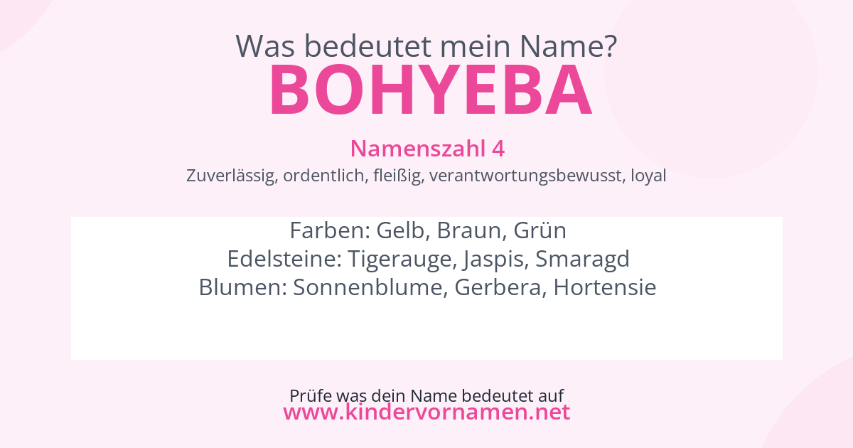 Was bedeutet der Name Bohyeba?