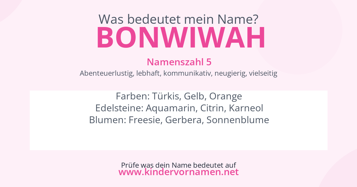 Was bedeutet der Name Bonwiwah?