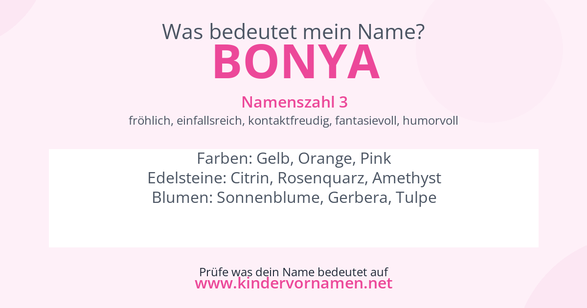 Was bedeutet der Name Bonya?