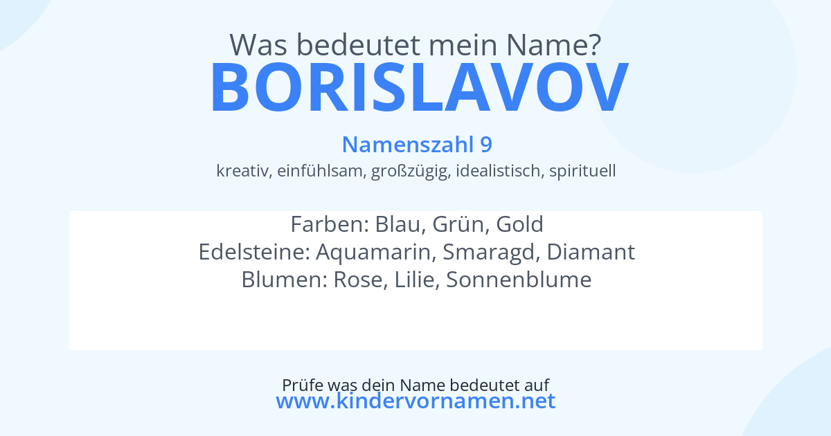 Was bedeutet der Name Borislavov?