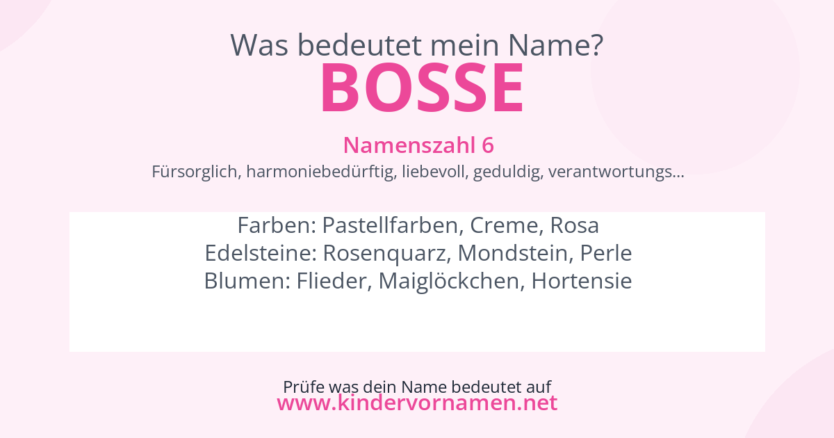 Was bedeutet der Name Bosse?