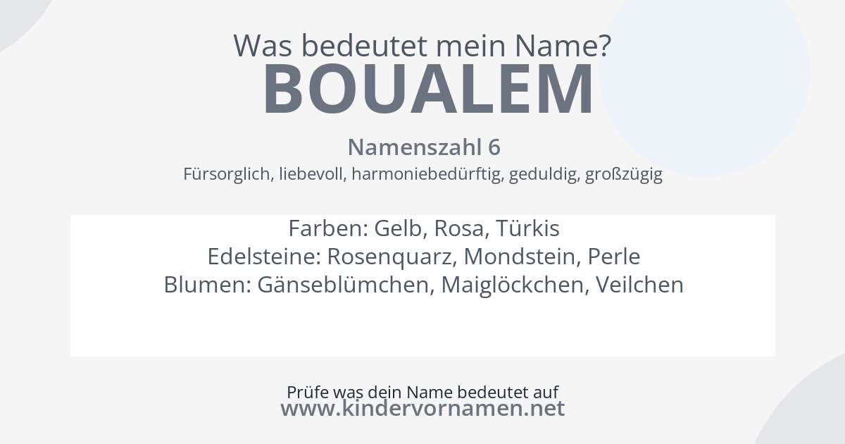 Was bedeutet der Name Boualem?