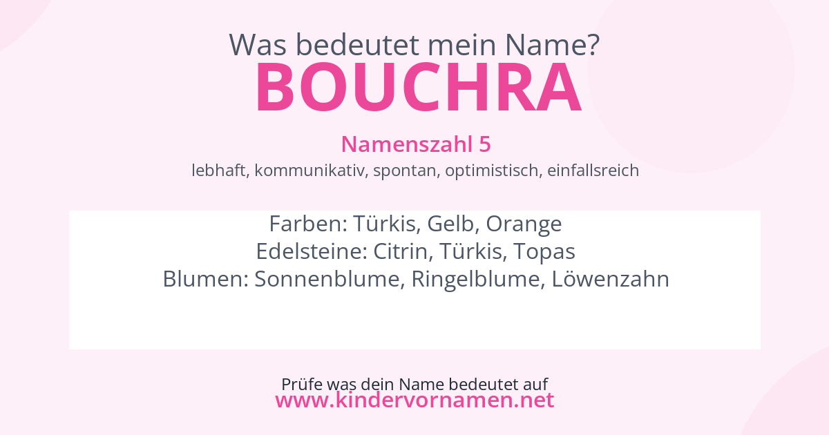 Was bedeutet der Name Bouchra?