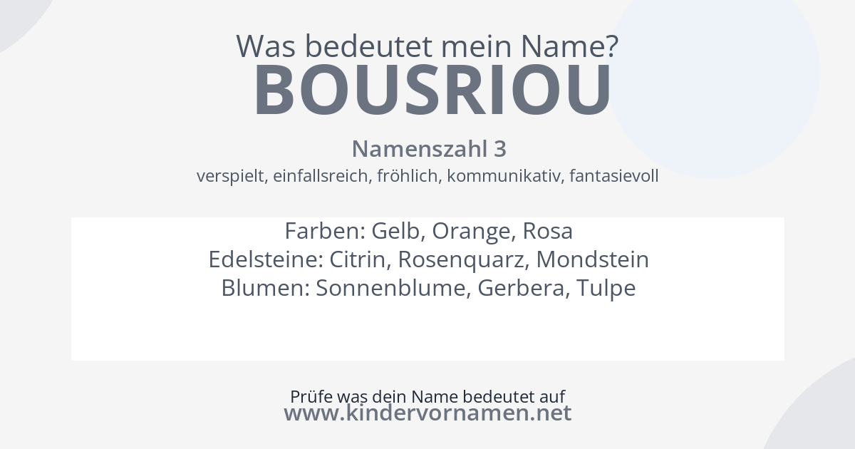 Was bedeutet der Name Bousriou?