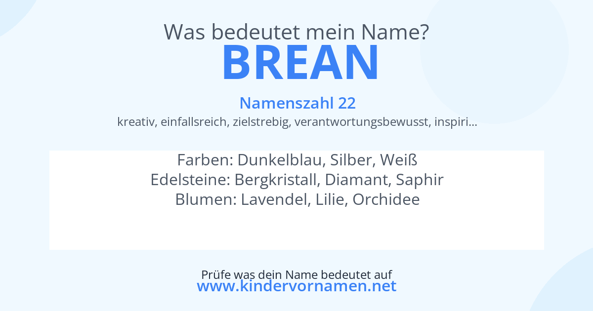 Was bedeutet der Name Brean?