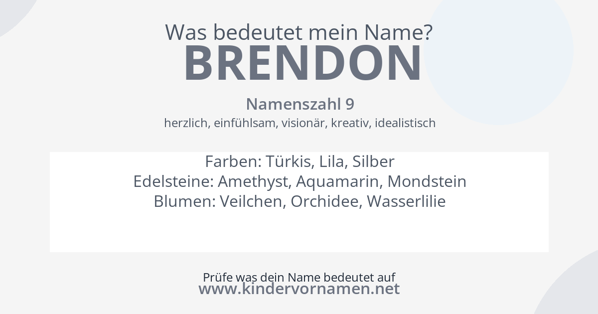 Was bedeutet der Name Brendon?