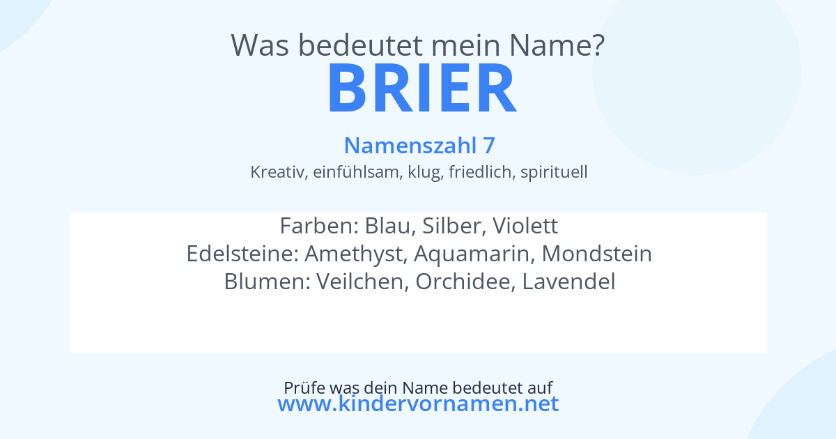 Was bedeutet der Name Brier?