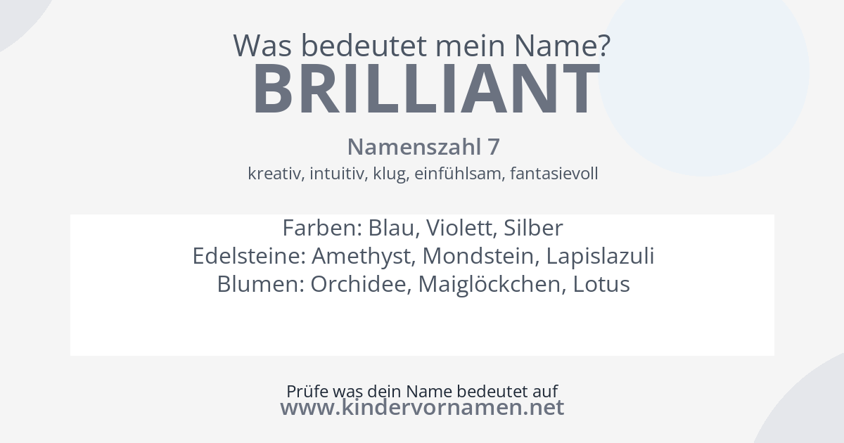 Was bedeutet der Name Brilliant?