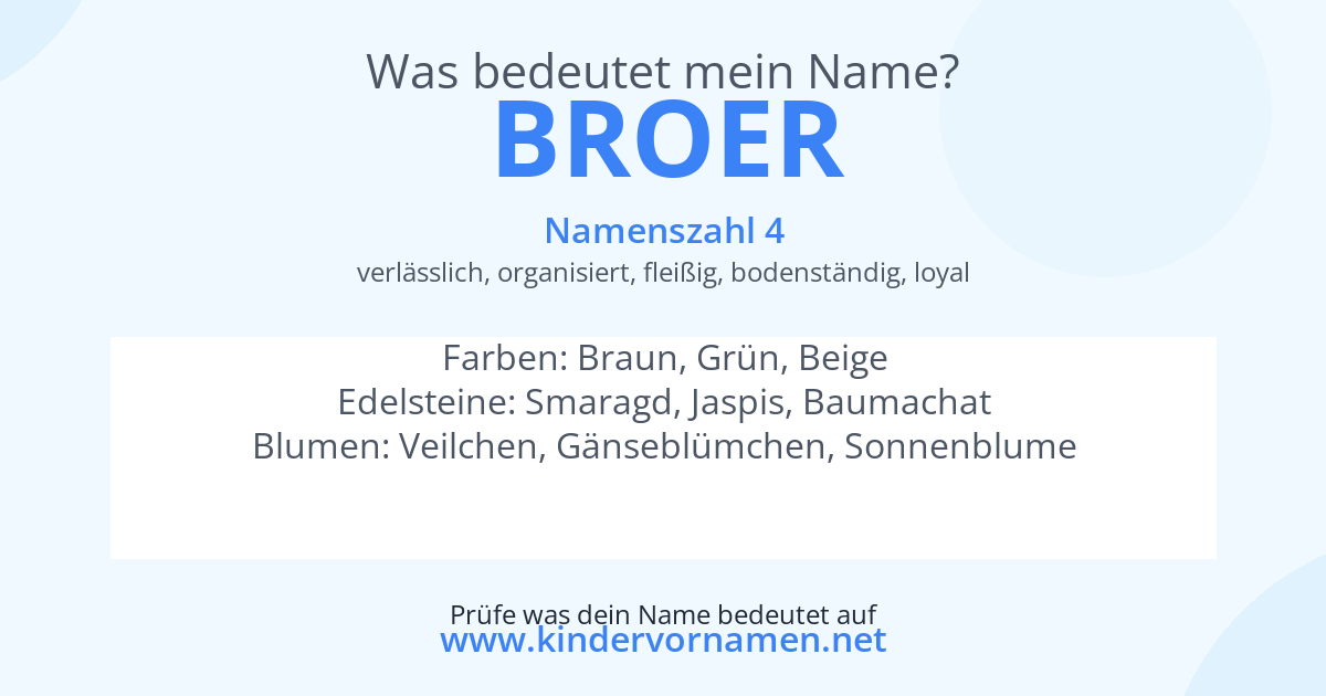 Was bedeutet der Name Broer?