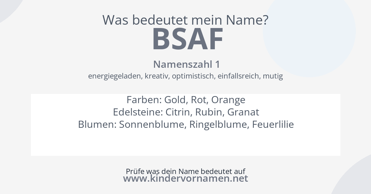 Was bedeutet der Name Bsaf?
