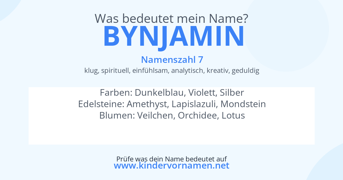 Was bedeutet der Name Bynjamin?