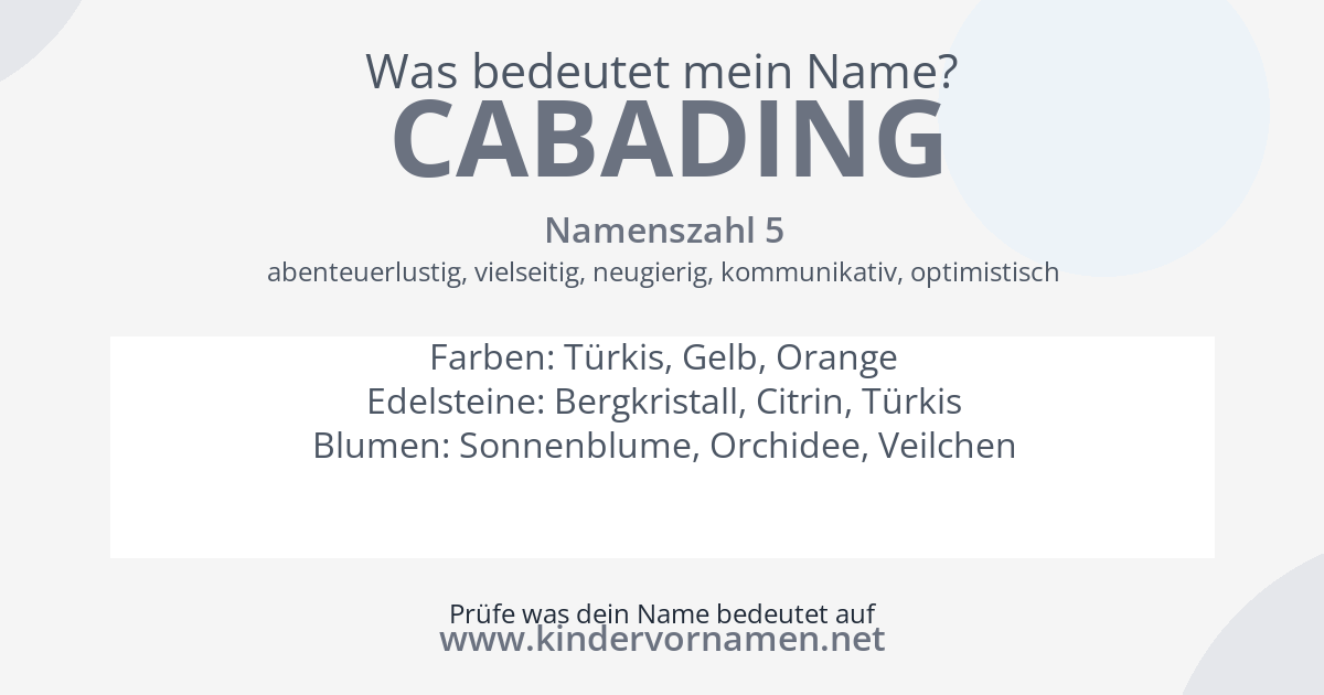 Was bedeutet der Name Cabading?
