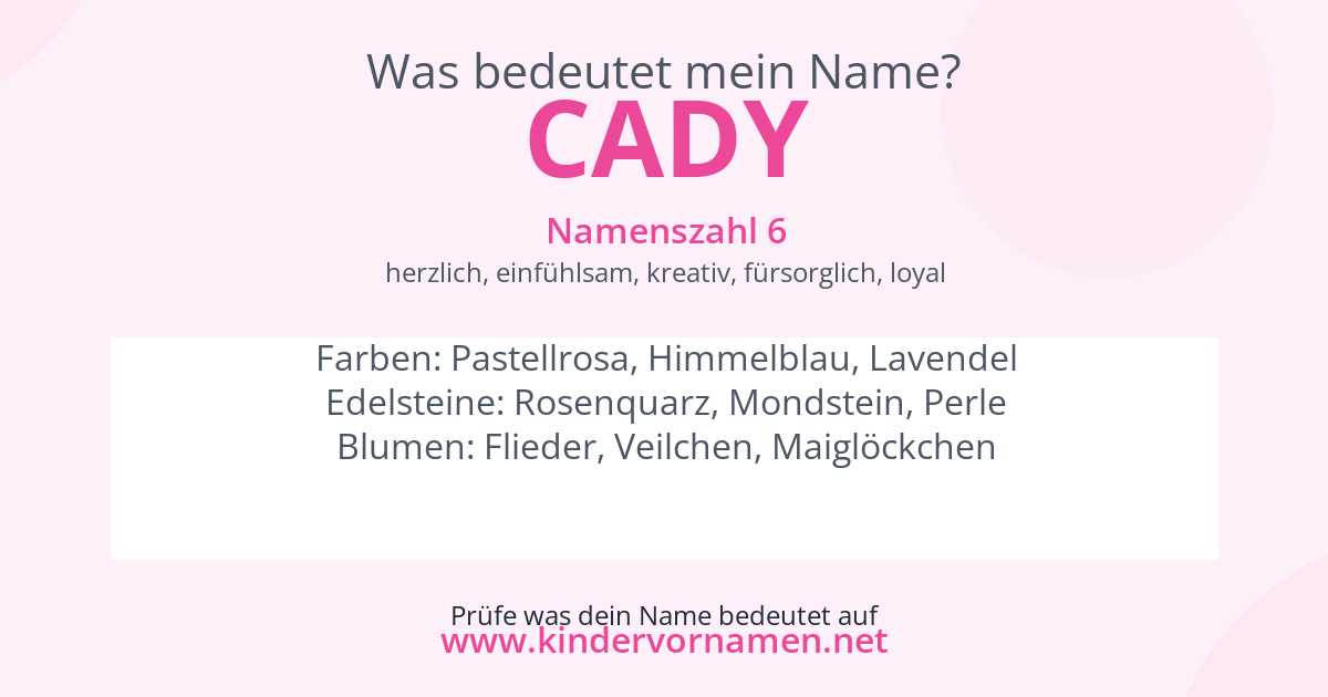 Was bedeutet der Name Cady?