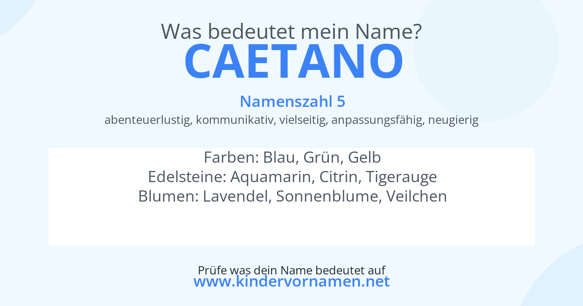 Was bedeutet der Name Caetano?