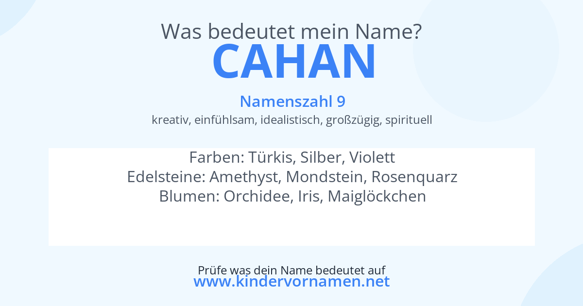 Was bedeutet der Name Cahan?