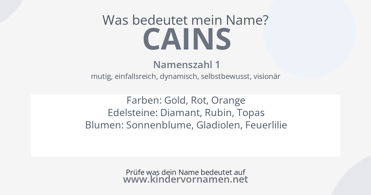 Was bedeutet der Name Cains?